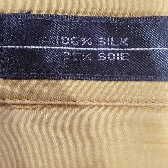 100% Silk Large Men's Gold Dress Shirt Pockets Office Party VCAY - Picture 11 of 11